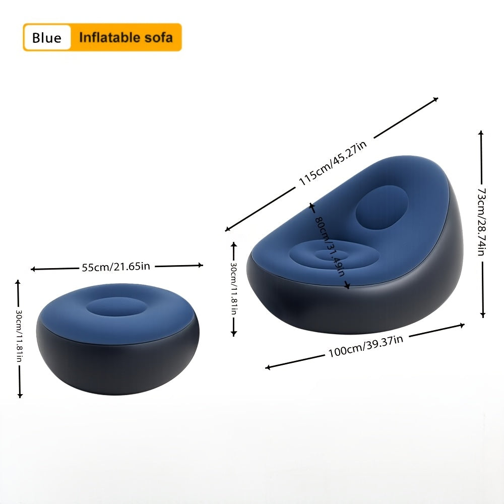 [Inflatable Bean Bag Chair] Inflatable Bean Bag Chair with Footrest, Plush Surface, Comfortable Inflatable Sofa for Adults, Ideal Christmas Gift