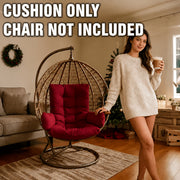 [Swing Chair Cushion] Bohemian Style Swing Chair Cushion with Armrests- Heavy Duty All Weather Indoor/Cushion, Dark Gray/Light Gray, Soft Filling Hanging Chair, Balcony, Garden, Patio Furniture(Compatible with Hammock, Pillow Not Included), Patio Cushion