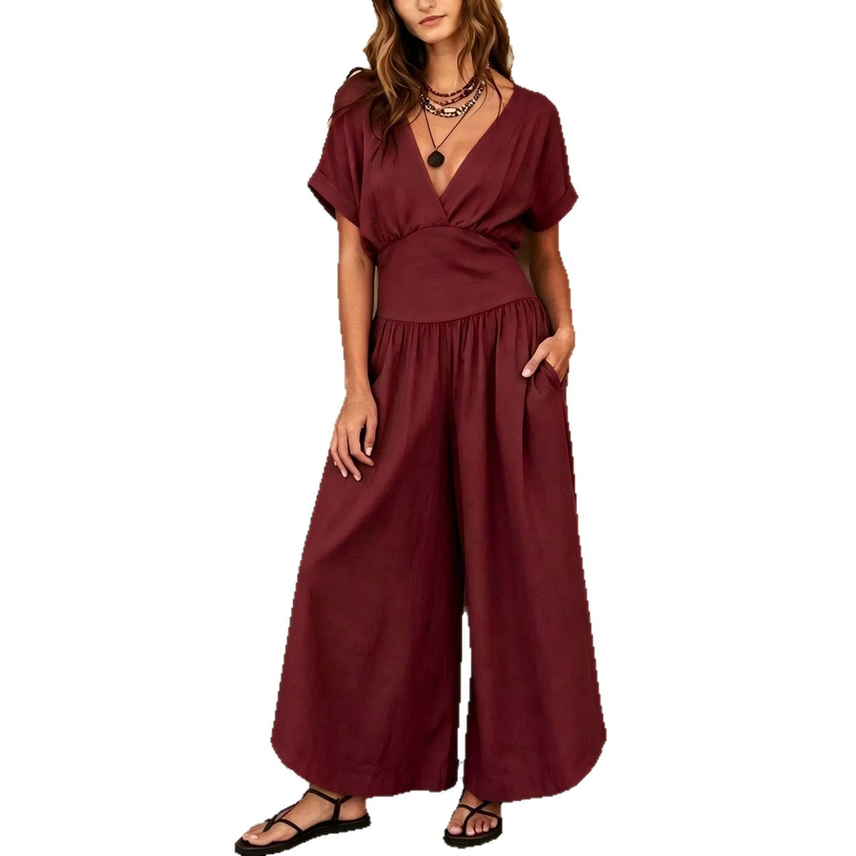 V-neck Casual Chic Womens Jumpsuit