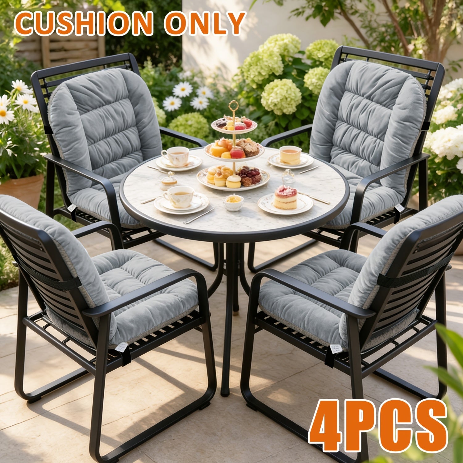 4pcs Thickened Outdoor Chair Cushions with Backrest Support, Suitable for Patio Furniture, Soft And Comfortable, Suitable for Garden Loungers, Terraces, And Balcony Furniture, Durable And Comfortable Fit