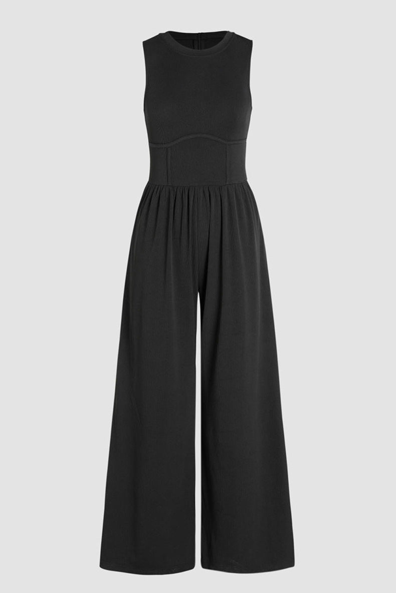 Women's Casual Wide-Leg Sleeveless Jumpsuit
