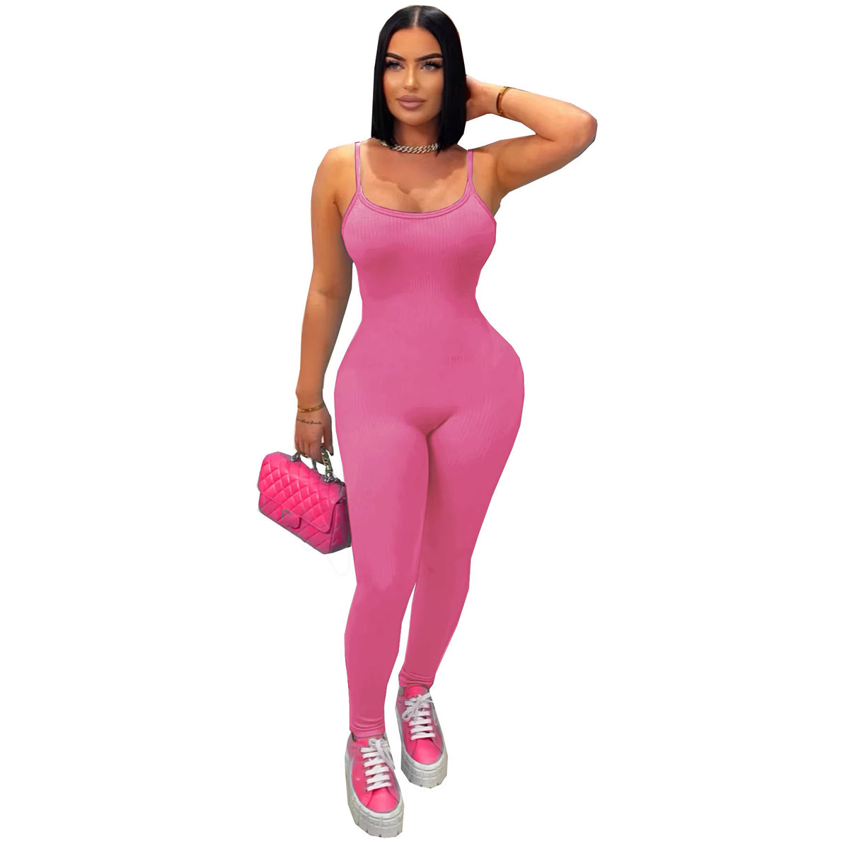 Ribbed Backless High-Waist Bodycon Jumpsuit