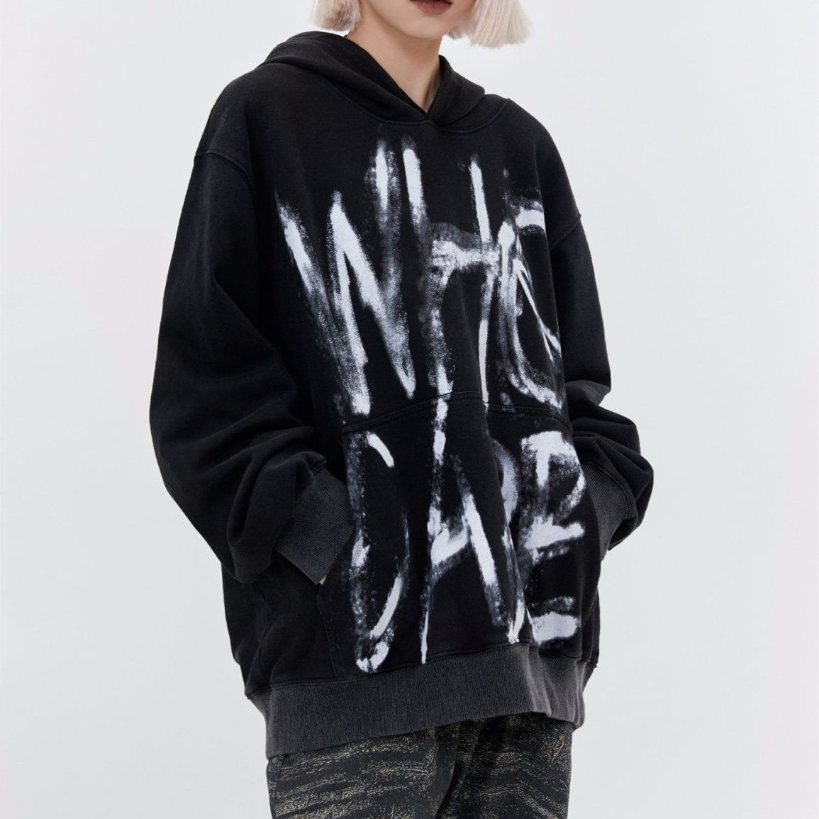 Tie-Dye Graffiti Loose Hooded Sweatshirt