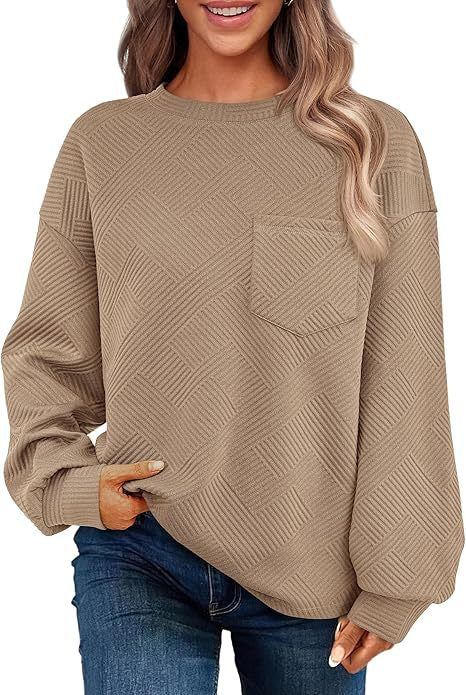 Cozy Drop-Shoulder Textured Long-Sleeve Sweater