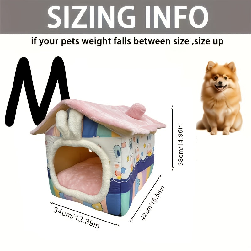 Four-Season Dog House, All-Weather Use, Detachable And Washable, Soft And Comfortable Dog Bed With Cushion, Polyester Material, Non-Slip Base, Suitable For Cats And Dogs