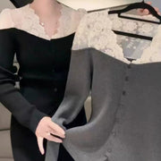 Chic Crochet Lace Shoulder Sweater