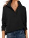 Solid Color Top V-neck Long Sleeve Loose Fashion