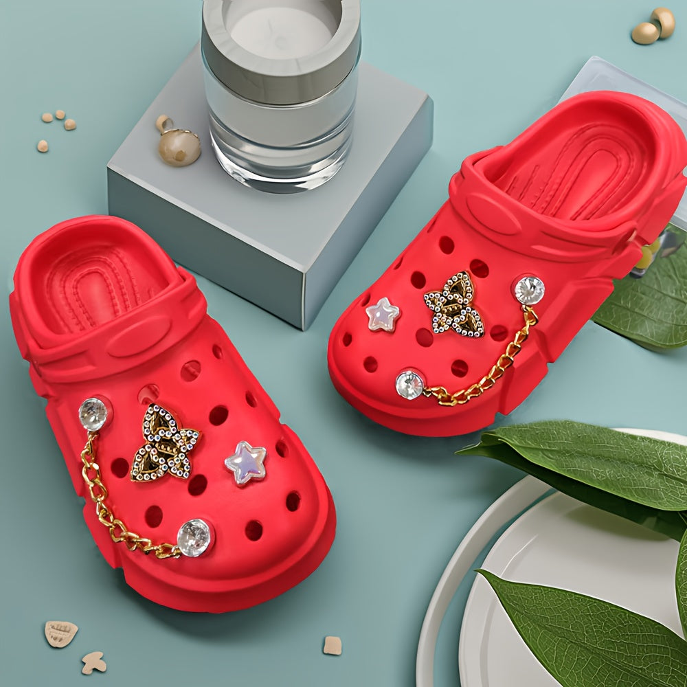 Girls EVA Sandals with Pearl Decoration – Breathable Round‑Toe, Lightweight Non‑Slip