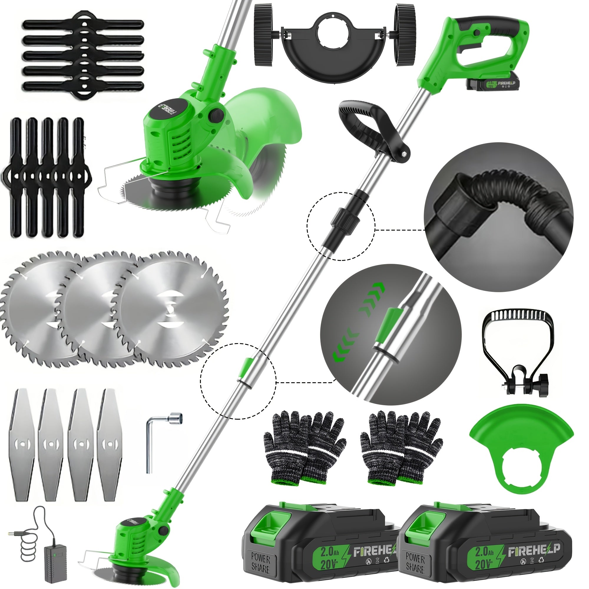 Portable Cordless Lawn Mower with Garden Weeder and Trimmer – 3 Blade Types, Dual High‑Capacity Lithium Batteries