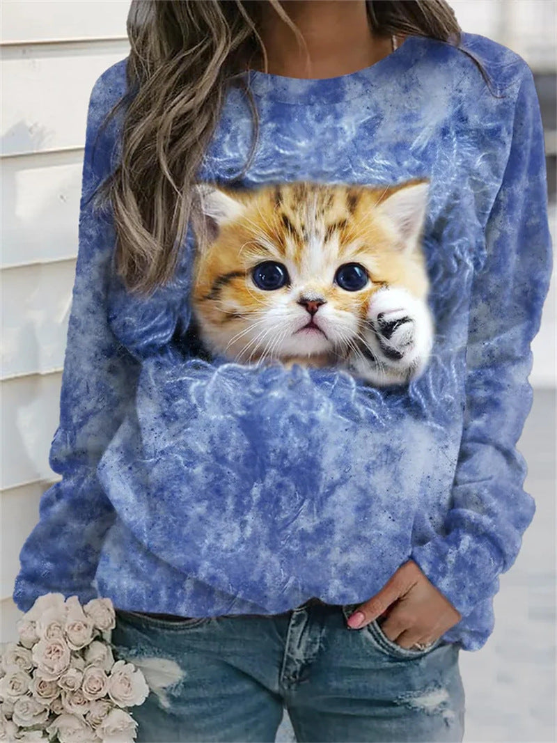 Women's Loose Animal Print Long Sleeve Sweatshirt