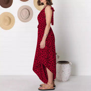 Leopard Print Wide Leg Jumpsuit Backless Romper