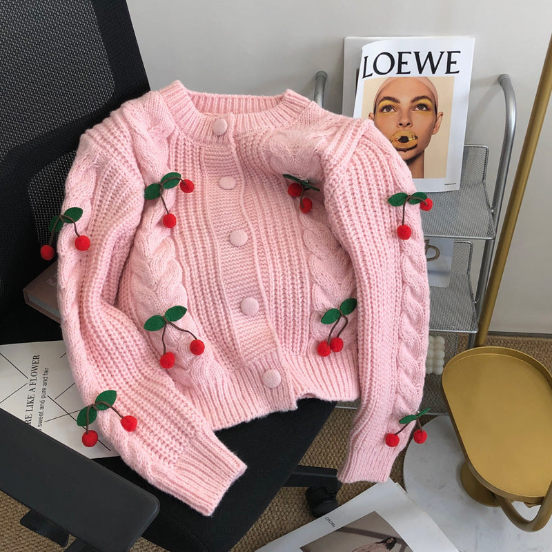 Cherry Younger Sweet Sweater Female Korean Loose and Lazy Style