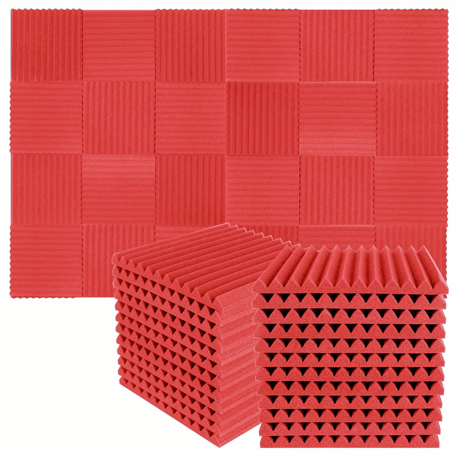 50‑Piece Acoustic Foam Wedge Panels – 1″ × 12″ × 12″, 20 kg/m³ Density, Multi‑Color