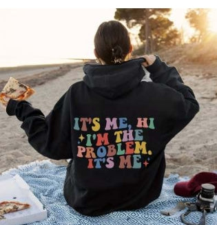 It's Me Letter Print Casual Pocket Pullover Hoodie