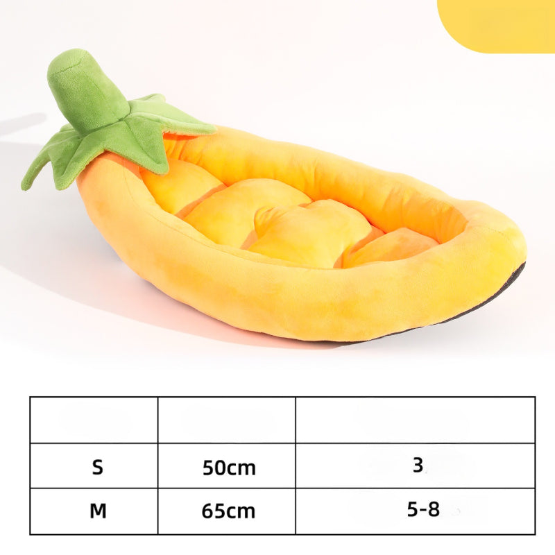 Cute Eggplant-shaped Pet Bed For Cats & Small Dogs - Removable Washable Cover, Soft Cottage Style Bedding With Eggplant & Leaf Design (no Assembly) - Cozy Bed For Teddy Bichon Frise Pomeranian