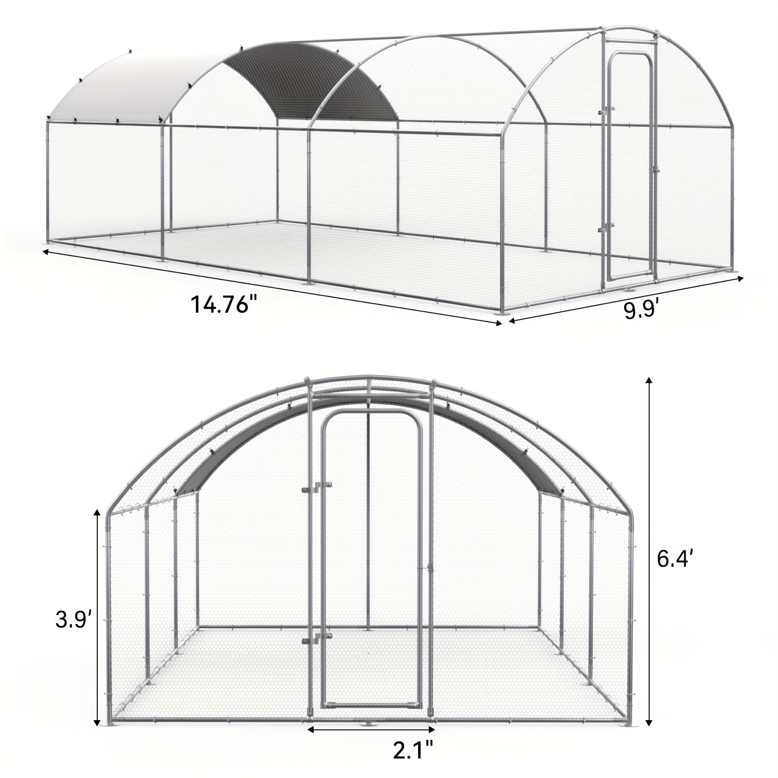 Large Metal Chicken Coop with Heavy‑Duty Poultry Cage and Waterproof UV‑Resistant Cover