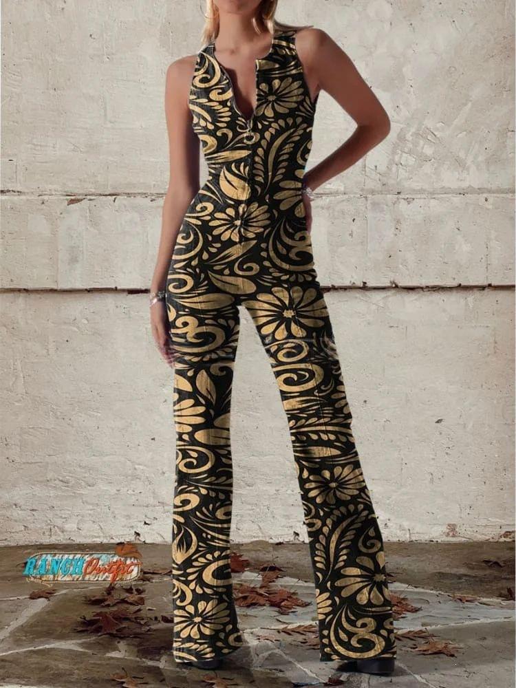 Chic Printed Off-Shoulder Sleeveless Jumpsuit