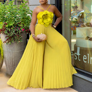Chic 3D Flower Halter Wide-Leg Jumpsuit