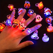 10/50pcs LED Glow-in-the-Dark Halloween & Christmas Party Favors - Spooky Jack-O'-Lanterns, Ghosts, Bats, Pumpkins - Self-Lit Glow-in-the-Dark Rings with On/Off Switch, Battery-powered (batteries I...