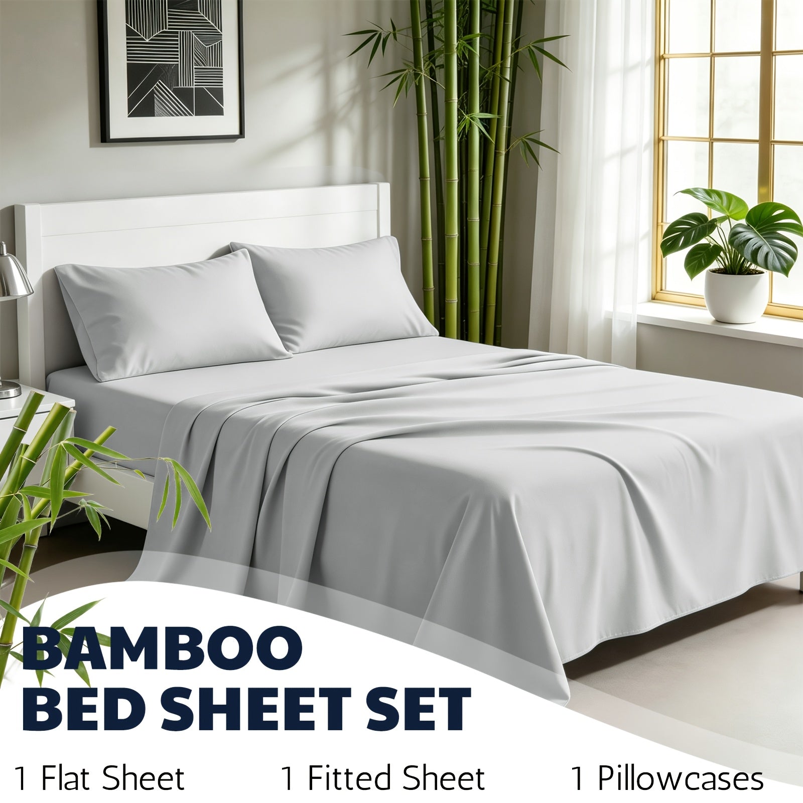 Cooling Bamboo Fiber Sheet Set – 16‑Inch Extra‑Deep Pocket, Twin to King Sizes
