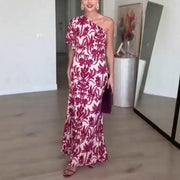 New Summer Sexy Chic One-shoulder Printed Dress