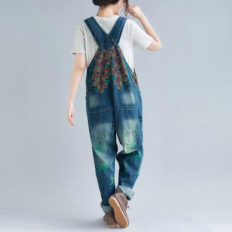 Women's Plus Size Distressed Denim Overalls