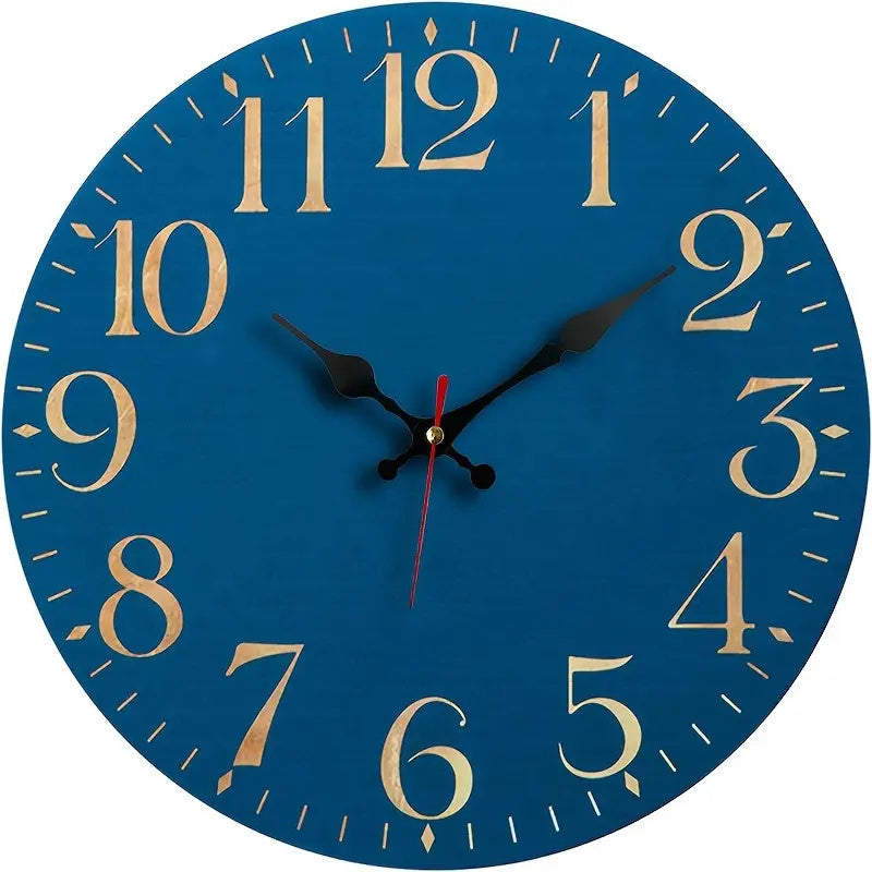 Custom Photo & Text Wooden Wall Clock - Personalized Family Picture/Quote, Retro Farmhouse Style with Golden Hands & Large Black Numerals, Quartz Movement, Battery- (AA Not Included) - Large Round Clock for Home,