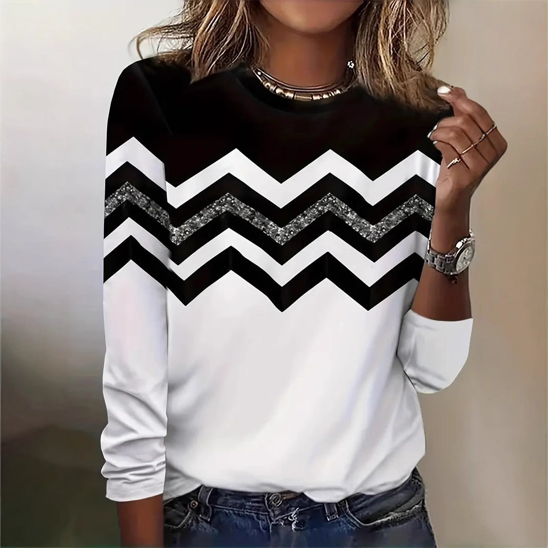 Trendy 3D Digital Print Casual Long Sleeve T-Shirt