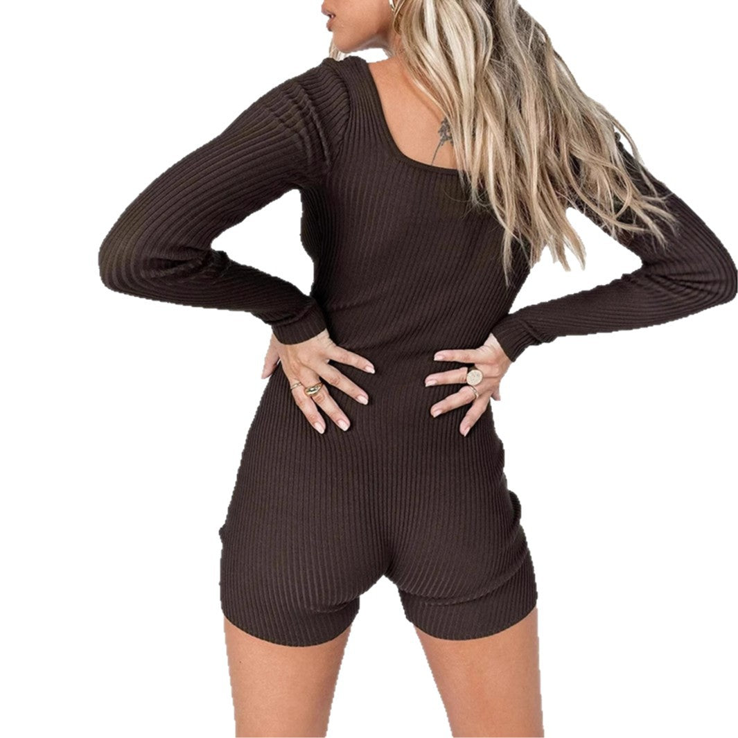 Women's High-Elastic Long-Sleeve Jumpsuit For Yoga And Sports