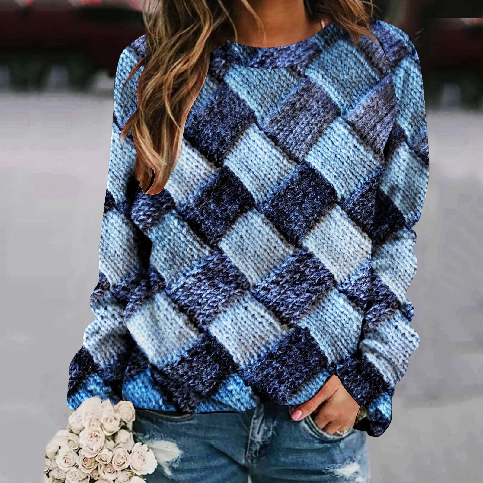 Chic Patchwork Raglan Long Sleeve Women's Sweater