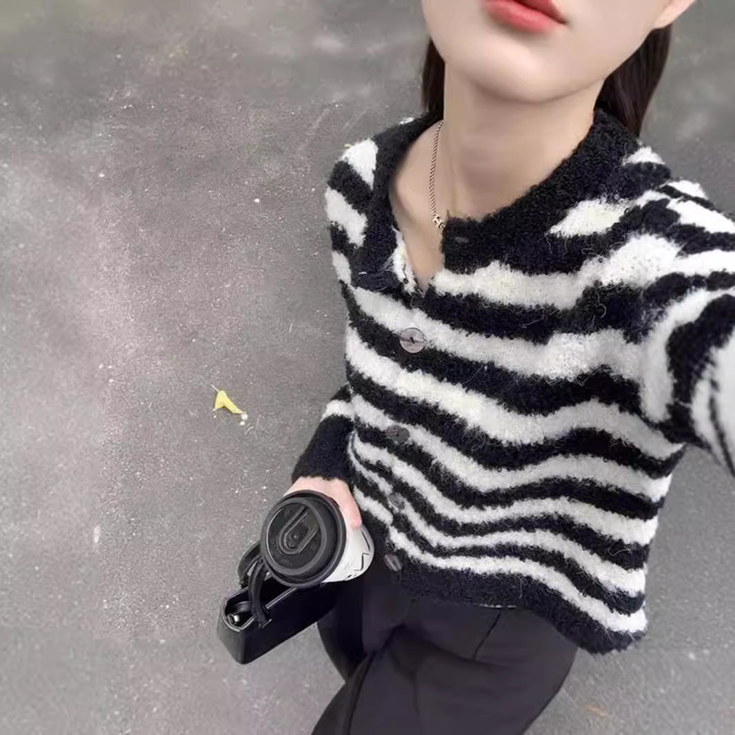 Chewy Ring-knit Yarn Niche Design Short Cardigan Top