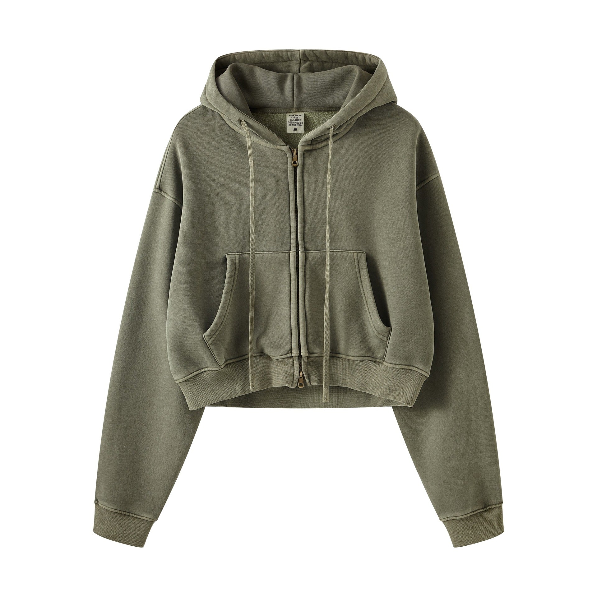Retro Color Block Zip Hooded Sweater