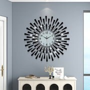 Modern large wall clock suitable for living room decoration, large silent wall clock battery powered, no ticking sound suitable for kitchen, bedroom, home decoration, black metal circular quartz clock suitable for office and indoor use, 28 inches