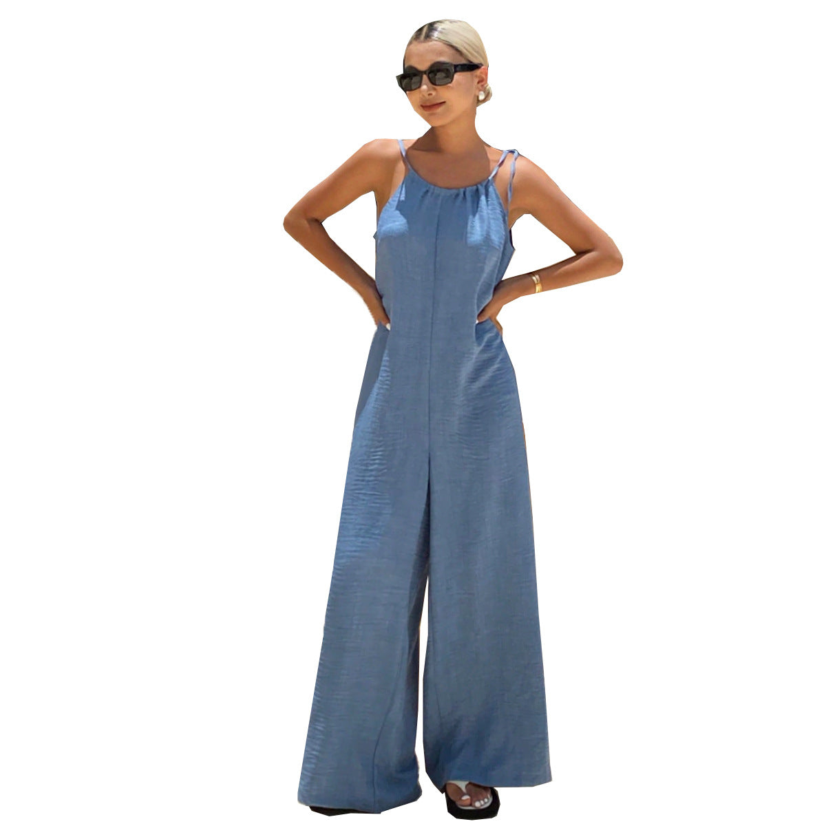 Elegant Sleeveless Wide-Leg Commuter Jumpsuit