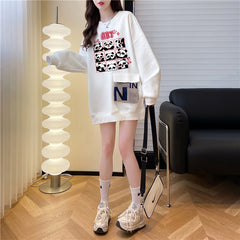 Plus Size Casual Round Neck Cotton Pullover Sweatshirt