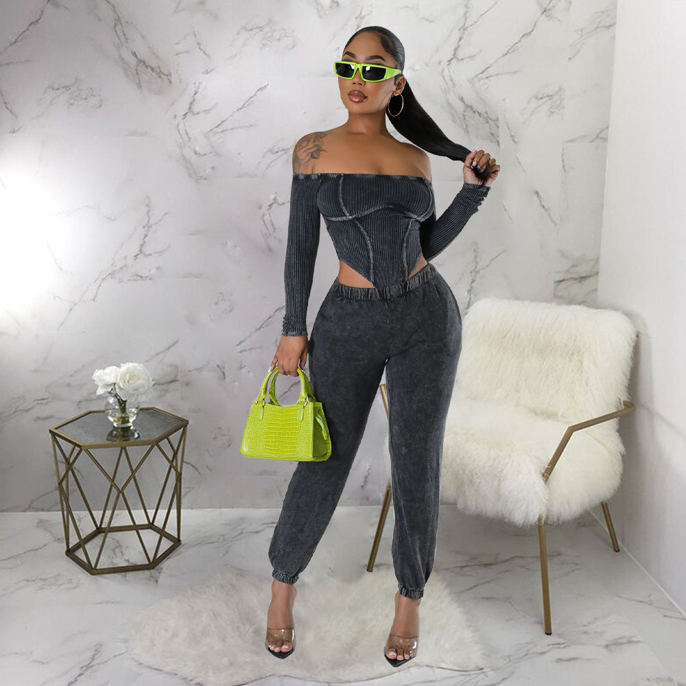 Women's Off-shoulder Midriff Outfit Jumpsuit