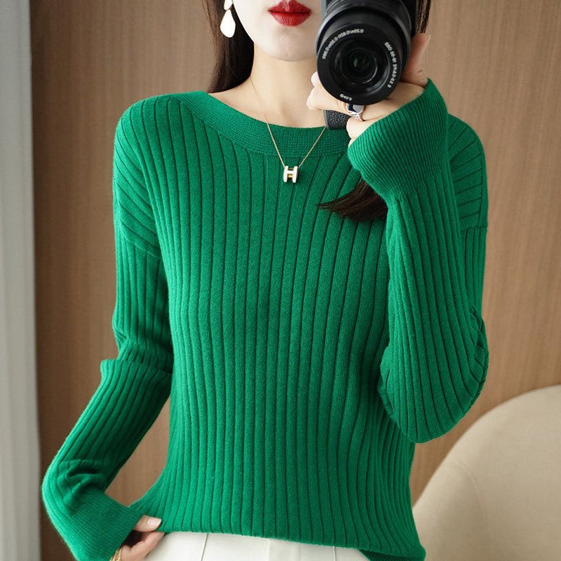 Women's Off-neck Knitted Bottoming Shirt Autumn and Winter New