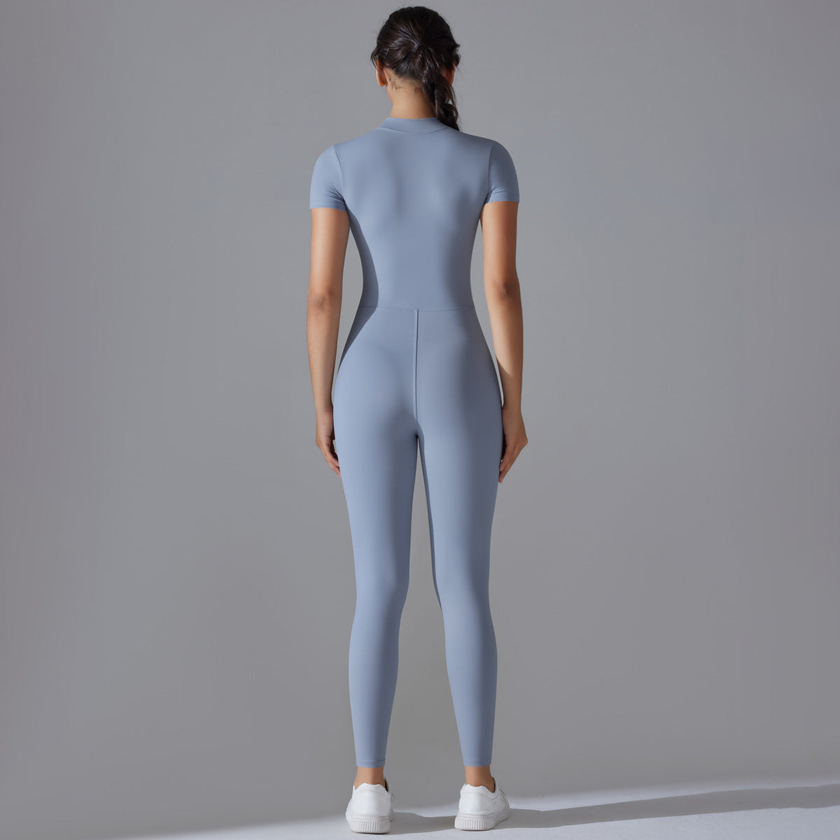 Women's Short Sleeve Zipper Yoga Bodysuit