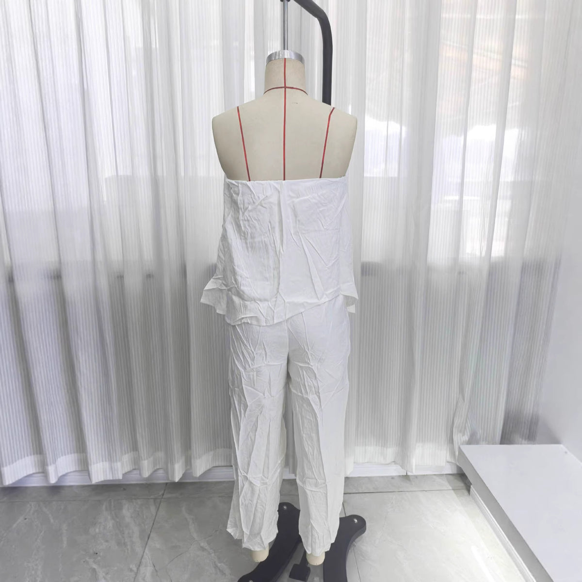 Chic Asymmetrical Tube Top Jumpsuit with Flared Skirt