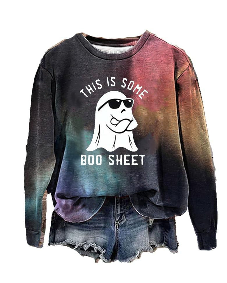 Women's Festive Pumpkin Print Crewneck Sweatshirt