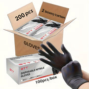 200 Count Nitrile Gloves 200 Count Black Nitrile Disposable Gloves | 6 Mil Thickness, Flexible & Form-Fitting, Chemical Protection, Industrial Grade Latex-Free, Maintenance Team Use