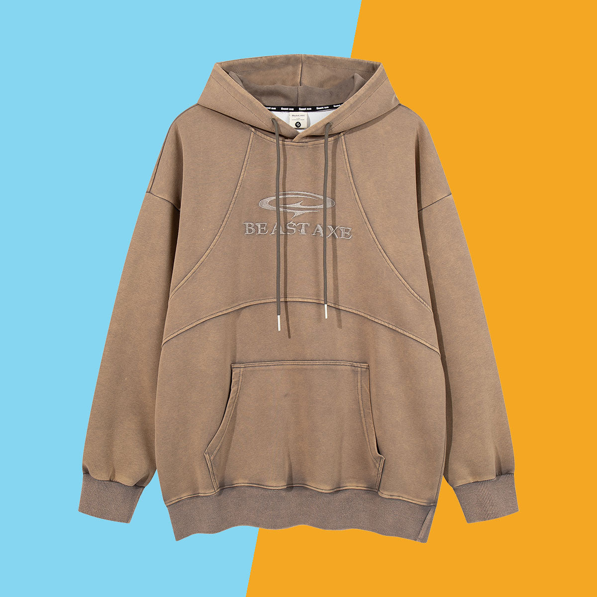 Vintage Washed Patchwork Retro Streetwear Hoodie