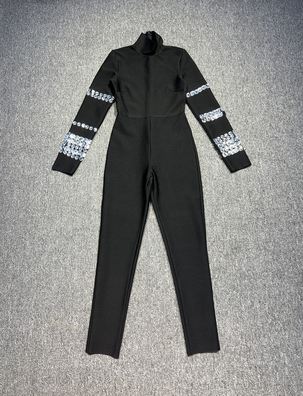 Sleek Long Sleeve Turtleneck Skinny Jumpsuit