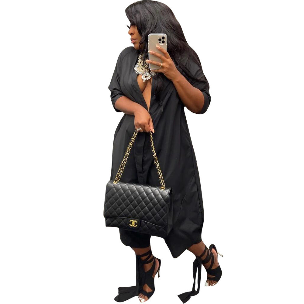 Womens Loose Wide-leg Casual Jumpsuit With A Cardigan-style Top