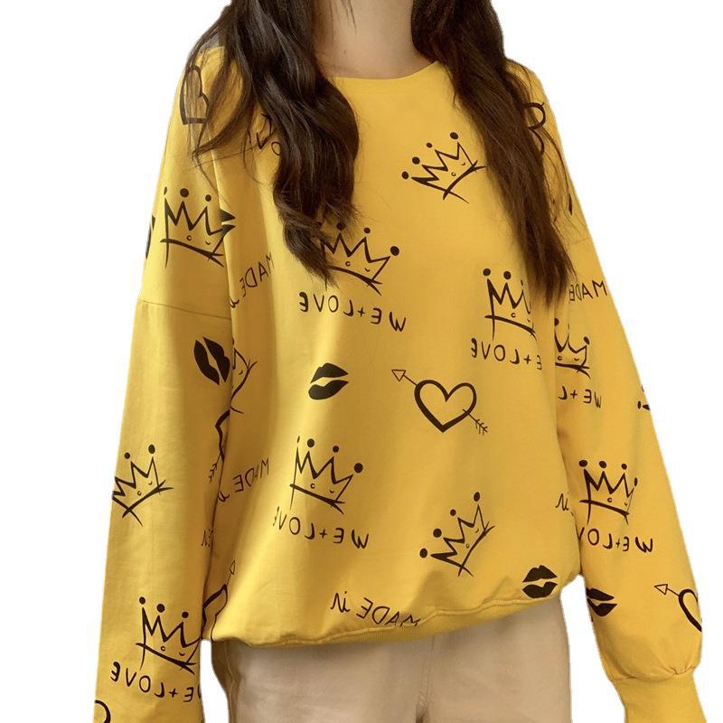 Grafiti Print Oversized Long Sleeve Sweatshirt