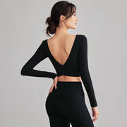 Beauty Back Long Sleeve T-shirt Running Training Workout Clothes