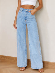 Washed Blue Classic Straight-Leg Jeans for Women
