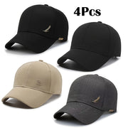 4‑Piece Set Casual Geometric Baseball Caps with Adjustable Square Buckle – Lightweight Sun‑Protection Snapback Hats for Men & Women