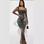 Four Seasons Wearable Double-layer Mesh Long Jumpsuit