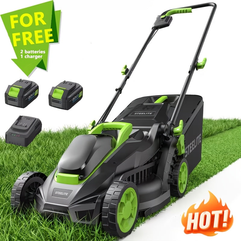 13‑Inch Cordless Lawn Mower, 21V Brushless Motor – Includes 1 Battery & Charger or 2 Batteries & Charger